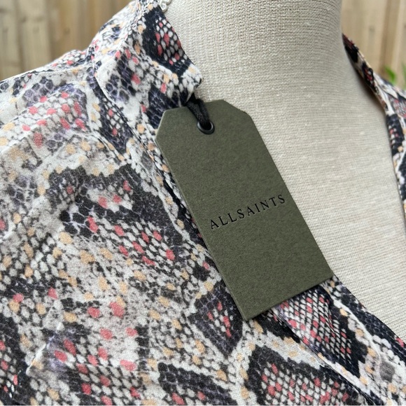 AllSaints Andia Misra UK S Small 8 Snake Animal Print Shirt Blouse Classy - Picture 8 of 8